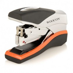 WOOCON Stapler, Half Strip Desktop Stapler, 40 Sheet Capacity, Low Force, Compact Size, Office, Desk, Optima 40, Orange/Silver/Black, 1 Count (87842)