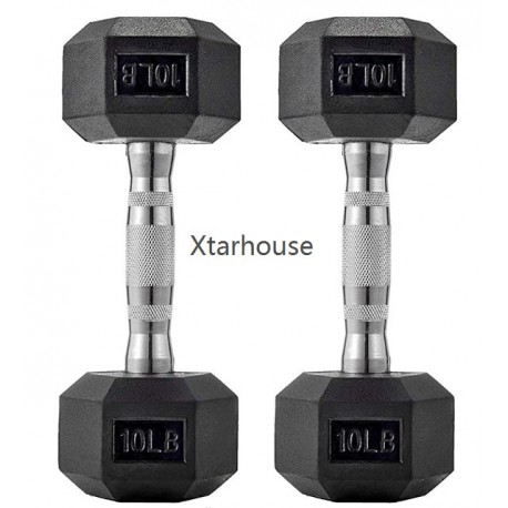Xtarhouse Dumbbells Free Weights Dumbbells Weight Set Rubber Coated cast Iron Hex Black Dumbbell Pair