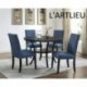 L'ARTLIEU Blue Fabric Dining Chairs with Nailhead Trim, Set of 2
