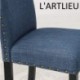 L'ARTLIEU Blue Fabric Dining Chairs with Nailhead Trim, Set of 2