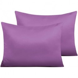 CRAURU Zippered Satin Pillow Cases for Hair and Skin, Luxury Standard Hidden Zipper Pillowcases Set of 2, 20 x 26 Inches, Purple 