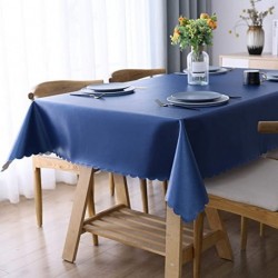 HSAOUT Heavy Duty Vinyl Tablecloth, Waterproof and Oil-Proof Solid Color Wipeable Table Cloth, Washable Table Cover for Indoor and Outdoor Use(60" X 84",Navy Blue)