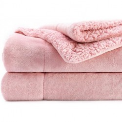 ZPUGUT Sherpa Fleece Throw Blanket, Ultra Soft Reversible Plush Blanket, Queen Size for Sofa Bed, 90"x90", Pink