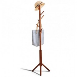EPGURN Premium Bamboo Coat Rack Tree with 8 Hooks, 3 Adjustable Sizes Free Standing Wooden Coat Rack