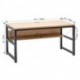 Smisan  Computer Desk with Bookshelf/Metal Desk Grommet Hole Cable Cover (Industrial/Rustic Brown)