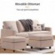 Vasacava onvertible Sectional Sofa Couch, L-Shaped Couch with Modern Linen Fabric for Small Space Dark Beige