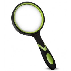 MIDYOO Shatterproof Magnifying Glass 4X Handheld Reading Magnifier for Seniors & Kids, 75mm Large Magnifying Lens with Non-Slip Rubber Handle for Reading and Hobbies