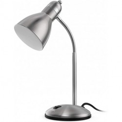 SYOUOZ Metal Desk Lamp, Adjustable Goose Neck Table Lamp, Eye-Caring Study Desk Lamps for Bedroom, Study Room and Office (Silver)