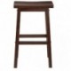 ririyi Classic Solid Wood Saddle-Seat Kitchen Counter Stool with Foot Plate 29 Inch, Walnut, Set of 2