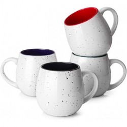 JDTTOZ 20 Ounces Coffee Mugs, Large Porcelain Mug Sets for Coffee, Tea, Cocoa, Set of 4, Multi Colors