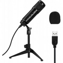 Toojcc USB Microphone for Computer, Toojcc Desktop Podcast Microphone with Adjustable Metal Tripod Stand, Condenser Recording Microphone for Gaming, Broadcasting, Chatting, YouTube,Plug & Play