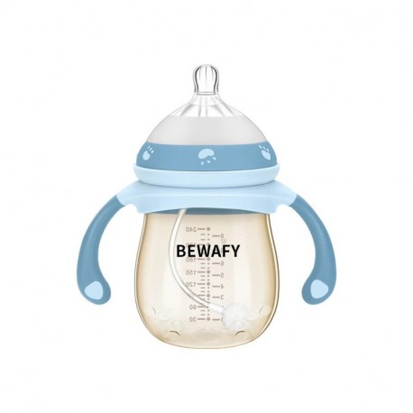 BEWAFY Baby Bottle with Slow Flow Nipple and Handle, for Newborn Baby 0-3 Months,  5 Ounce