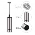 GinTin Milk Frother Handheld Battery Operated, Coffee Frother for Milk Foaming, Latte/Cappuccino Frother Mini Frappe Mixer for Drink, Hot Chocolate, Stainless Steel Silver
