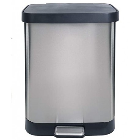 Vzpeun GLD-74506 Stainless Steel Step Trash Can with Clorox Odor Protection | Large Metal Kitchen Garbage Bin with Soft Close Lid, Foot Pedal and Waste Bag Roll Holder, 13 Gallon