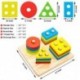 QJYAMK Wooden Educational stacking Toys for 1 2 3 Year Old, Montessori stacking Toys for Toddlers, 5.7 inches Wooden Shape Color Sorting Preschool Stacking Blocks Toddler Puzzles Toys for Boys& Girls
