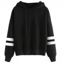 Mazu Culture Sweatshirt Pullover Fleece Drop Shoulder Striped Hoodie