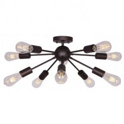 Esoman Mid Century Modern Chandelier 10-Light Semi Flush Mount Ceiling Light Oil-Rubbed Bronze Sputnik Chandelier Industrial Vintage Starburst Lighting for Living Room Dining Room Kitchen Bedroom