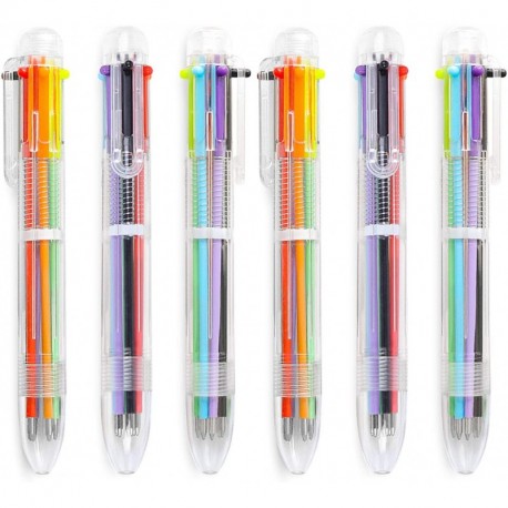 Beggma 6 Pack 0.5mm 6-in-1 Multicolor Ballpoint Pen 6 Colors Retractable Ballpoint Pens 