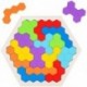 Ponybay Wooden Hexagon Puzzles for Kids Adults, Logic IQ Game Tangram Shape Blocks, Educational Toys Gift for Children 
