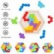 Ponybay Wooden Hexagon Puzzles for Kids Adults, Logic IQ Game Tangram Shape Blocks, Educational Toys Gift for Children 