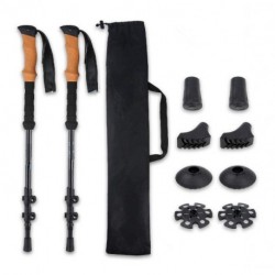 Vahaha Trekking Poles, Collapsible Adjustable Walking Sticks, Lightweight 7075 Aluminum, Quick Flip Lock, Anti-Sweat Cork, Tungsten Tips for Hiking, Nordic Walking and Cross Trekking(Black)