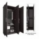 BaoPin Bedroom Armoire Wardrobe Wooden Closet Clothes Cabinet Storage with 3 Doors, Shelves, Hanging Rod, Wood Wardrobe Closet with Lock for Bedroom, Finish in Dark Brown