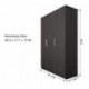 BaoPin Bedroom Armoire Wardrobe Wooden Closet Clothes Cabinet Storage with 3 Doors, Shelves, Hanging Rod, Wood Wardrobe Closet with Lock for Bedroom, Finish in Dark Brown