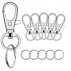 imeux 100 Pcs Premium Swivel Snap Hooks with Key Rings,Metal Lanyard Keychain Hooks Lobster Clasps (50 Pcs Lanyard Snap Hooks+50 Pcs Key Rings)