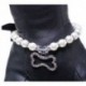 imeux Dog Cat Pearls Necklace Collar Bling Accessories Ribbon Bone Charm Pendant Pet Puppy Jewelry 