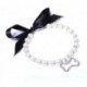 imeux Dog Cat Pearls Necklace Collar Bling Accessories Ribbon Bone Charm Pendant Pet Puppy Jewelry 