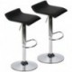 AOBKELI Set of 2 Adjustable Swivel Barstools, PU Leather with Chrome Base, Black