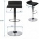 AOBKELI Set of 2 Adjustable Swivel Barstools, PU Leather with Chrome Base, Black