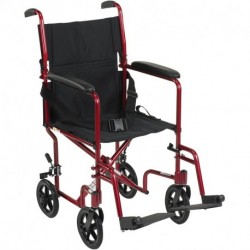 Lonruf Aluminum Transport Chair, 19", Red