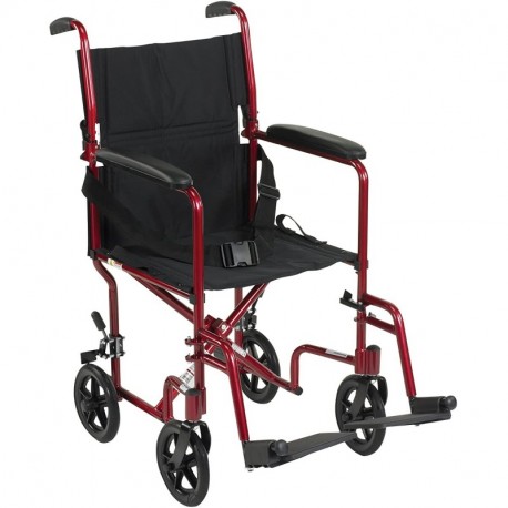 Lonruf Aluminum Transport Chair, 19", Red