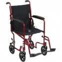 Lonruf Aluminum Transport Chair, 19", Red