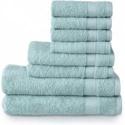 PATRICK Basic 100% Cotton Towel (Aqua) - 8 Piece Set - Quick Dry - Absorbent - Soft - 434 GSM - Machine Washable - 2 Bath - 2 Hand - 4 Wash Towels