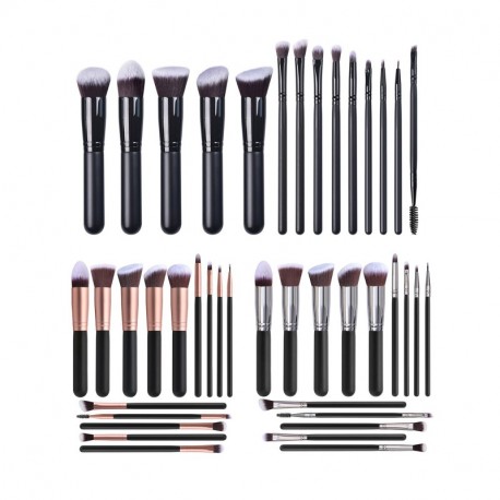 ROVIPOT Makeup Brushes, 14 Pcs Professional Premium Synthetic Makeup Brush Set with Case, Foundation Kabuki Eye Travel Make up Brushes sets (Black Gold)
