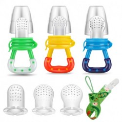 RUNDTANG Baby Fresh Fruit Food Feeder Nibbler Pacifier (3 Pack) |Training Massaging Toy Teether| Food Grade Soft Safe BPA-Free Silicone Pouches| Babies Toddlers Infants Kids