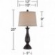 kruboy Traditional Table Lamps Set of 2 Dark Bronze Metal Beige Linen Drum Shade for Living Room Family Bedroom Bedside