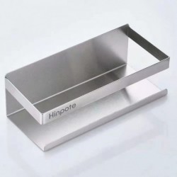 Hinpote Toilet Paper Holder Shelf, Bathroom Tissue Roll Holder with Phone Shelf, 5 Inch 304 Stainless Steel Tissue Paper Dispenser, Brushed Finished Wall Mount, TPH202-BN-T