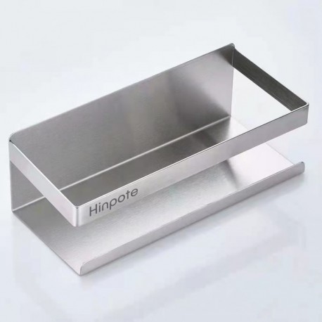 Hinpote Toilet Paper Holder Shelf, Bathroom Tissue Roll Holder with Phone Shelf, 5 Inch 304 Stainless Steel Tissue Paper Dispenser, Brushed Finished Wall Mount, TPH202-BN-T