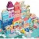 puppycute Wooden Blocks, Preschool Learning Educational Toys, 120Pcs Wooden Toddler Toys with City Map Construction, Stacking Blocks for 3+ Years Old Kids Boys Girls Children (Multicolored)