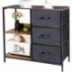 MaxSpeed Storage Dresser with 3 Drawers, File Cabinet with 2-Tier Shelves, Drawer Organizer Furniture for Bedroom,Office, Entryway, Sturdy Steel Frame, Wood Top