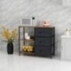 MaxSpeed Storage Dresser with 3 Drawers, File Cabinet with 2-Tier Shelves, Drawer Organizer Furniture for Bedroom,Office, Entryway, Sturdy Steel Frame, Wood Top
