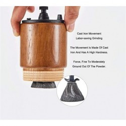 Beorlen Hand-operated coffee grinders Wooden Mill with Cast Iron Burr, Large Capacity Hand Crank, Portable Travel Camping Adjustable (Brown wood)