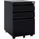 MaxLite 3 Drawer Mobile File Cabinet with Lock, Under Desk Metal Filing Cabinet for Legal/Letter/A4 File, Fully Assembled Except Wheels, Black