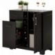 MaxDuty Bar Cabinet with Bottle and Glass Storage, Black Oak