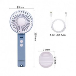 VATEEN Mini Portable 2 Speeds USB Rechargeable or 4AAA Battery Power Electric Desktop Handheld Fan with Phone Holder Design & LED Light 