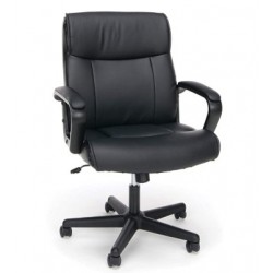 Hciszl Collection Bonded Leather Executive Chair with Arms, in Black 