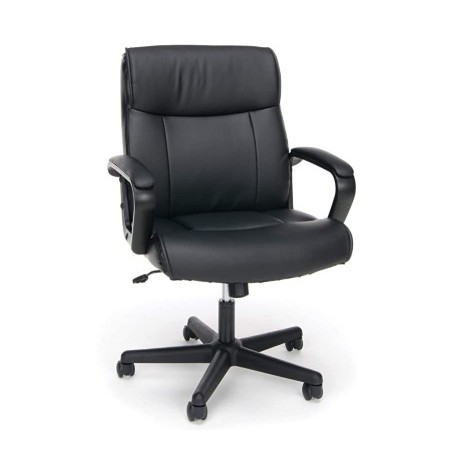Hciszl Collection Bonded Leather Executive Chair with Arms, in Black 